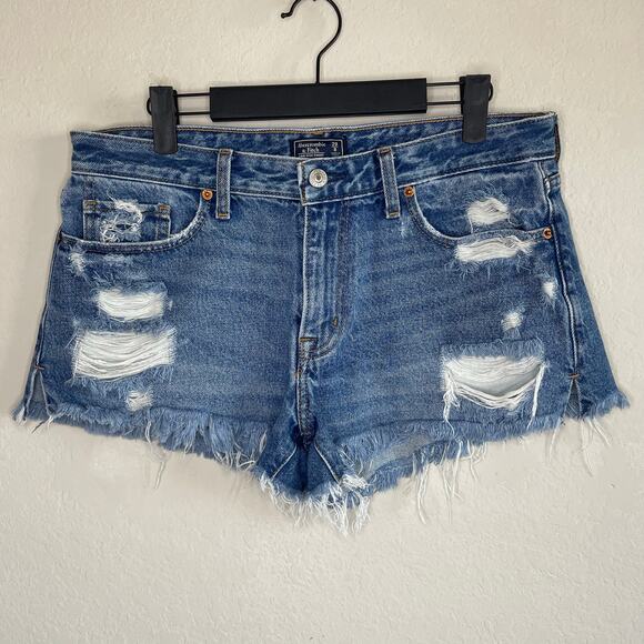 Abercrombie Low Rise Short Distressed Cutoff Denim Shorts - Size 29/8 - Picture 1 of 4